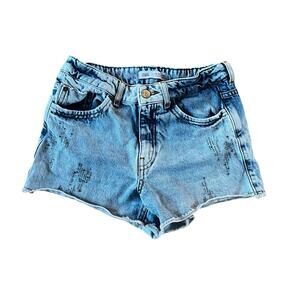 ❤️ 3/$25 Zara Raw Edged Light Wash Denim Shorts with Rhinestones | Kids 11-12